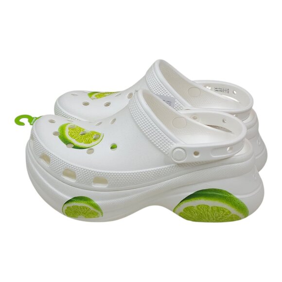 Crocs Bae Fresh Fruits Lime Clogs With Platform Sole Womens 7 White Green Limes - Picture 2 of 12